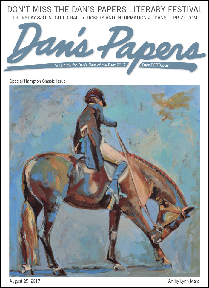 August 23, 2017 Dan's Papers cover art and 2017 Hampton Classic Horse Show poster art by Lynn Mara