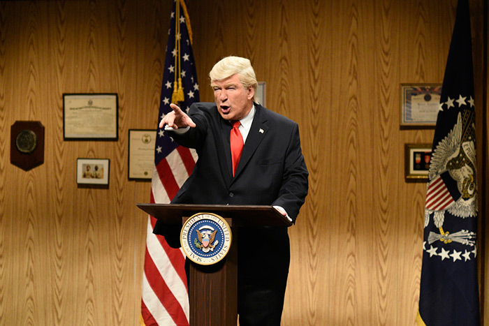 Alec Baldwin as Trump on the April 8 episode of SNL