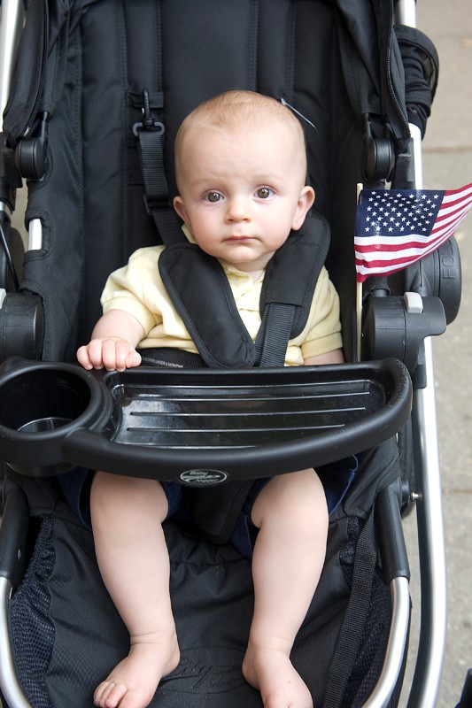 Never too young for a parade, 9-month-old Henry Rozzi.