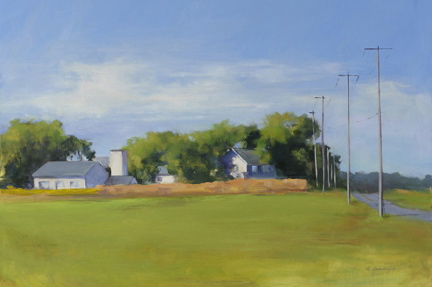 "Lumber Lane II" by Aubrey Grainger, Oil paint on canvas. (cropped)