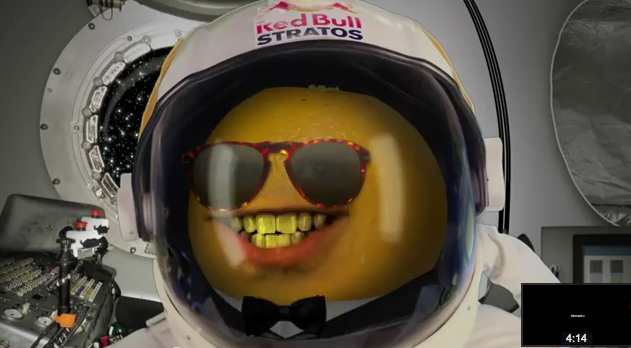 Annoying Orange in a Red Bull Stratos suit for YouTube Style video viral