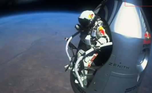 Red Bull Free Fall from edge of space video viral still