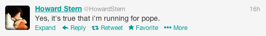 Howard Stern Pope tweet
