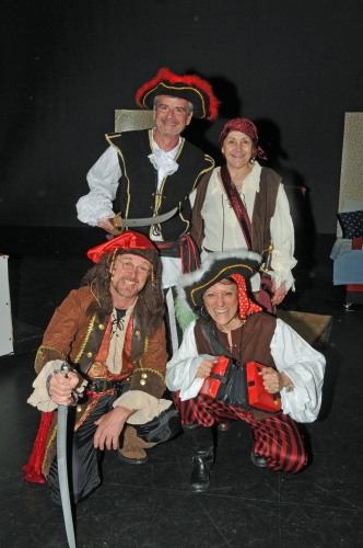 The Pirates: Glenn Abramowitz ("Noodler"), Mary Jane Seeley ("Jukes"), James Zay ("Starkey") and Linda Aydinian ("Cecco") The Pirates: Glenn Abramowitz ("Noodler"), Mary Jane Seeley ("Jukes"), James Zay ("Starkey") and Linda Aydinian ("Cecco")