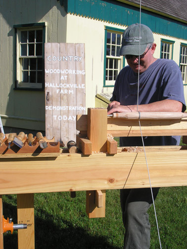 Tom Barry woodworking. Hallockville Museum Farm