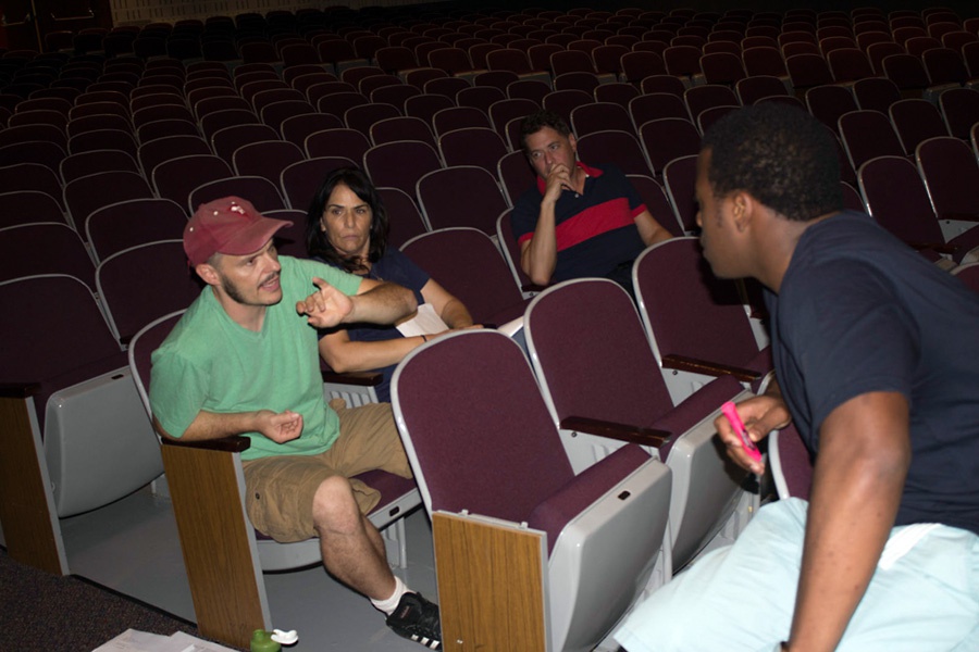 Brooks Elms and actors Angie, Greg and Marquis