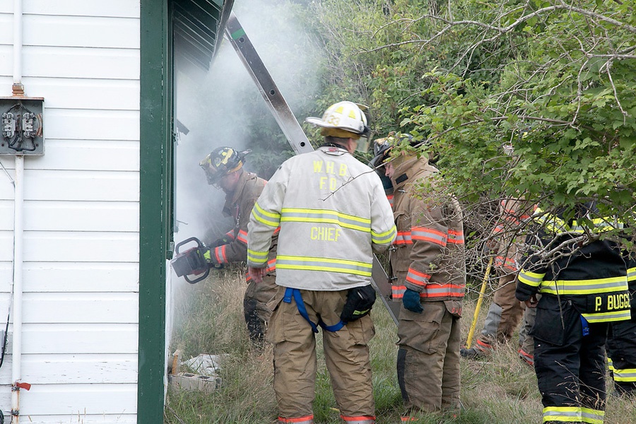 Chopping open the front door