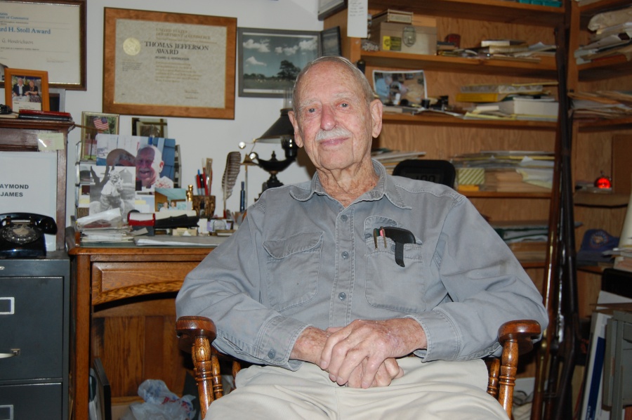 Richard Hendrickson in his office at his Bridgehampton home.