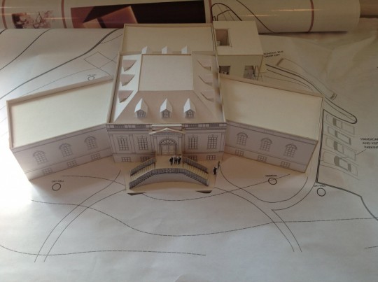 Models and plans for the Suffolk County Historical Society's expansion.