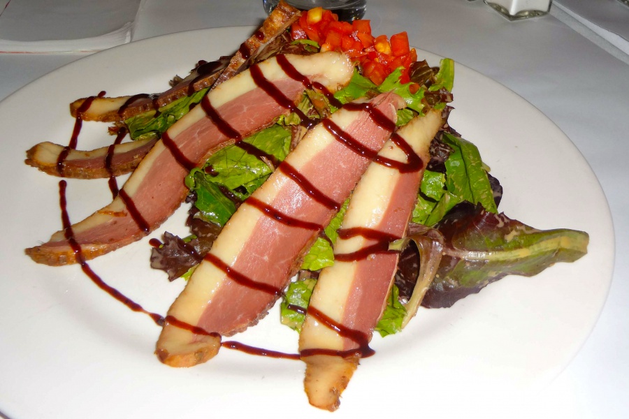Smoked duck breast salad.