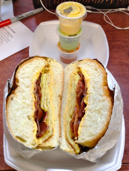 Antojitos Bakery breakfast sandwich.