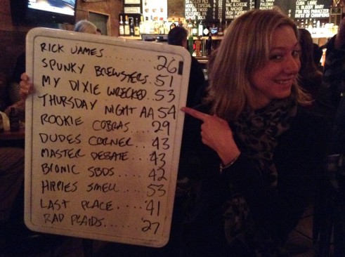 Kelly Laffey display's proof of our second victory.