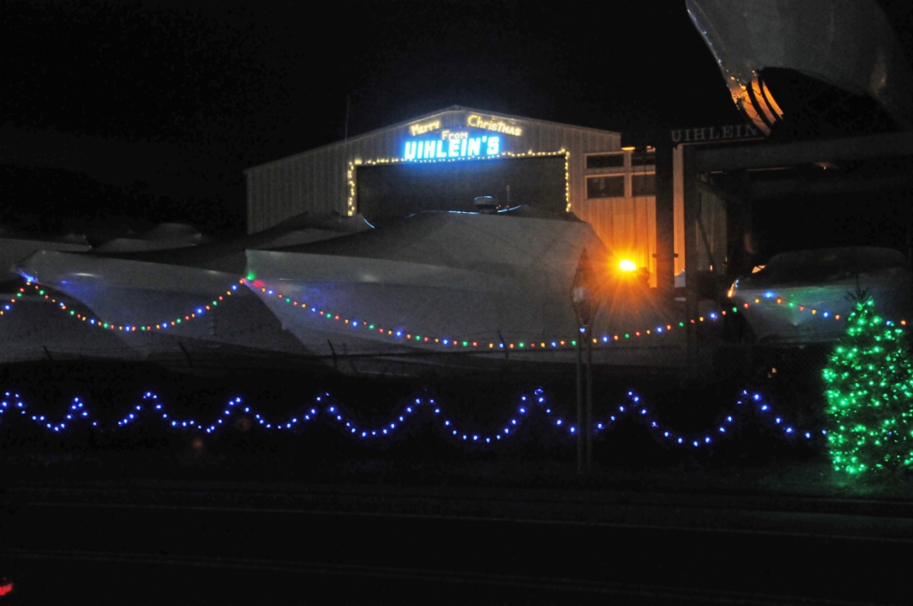 Uihlein's Marina at the docks (Winner in the "Best Depicting Montauk" category) had a Holiday wish for all.