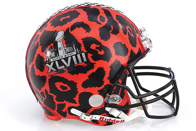 Diane Von Furstenberg's leopard helmet