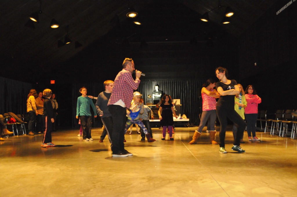 Adam Baranello joined his wife, Gail, in teaching tykes how to dance to his tunes at Parrish Art Museum's DJ dance party on Friday, February 21.