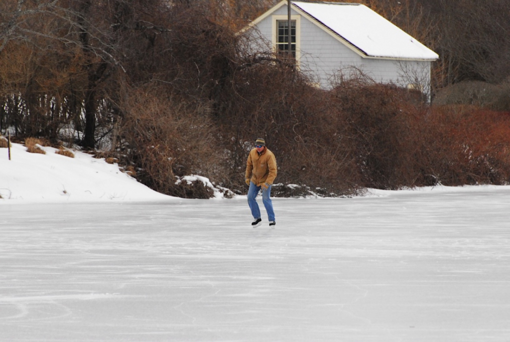 Ice skating on Old Town Pond. 