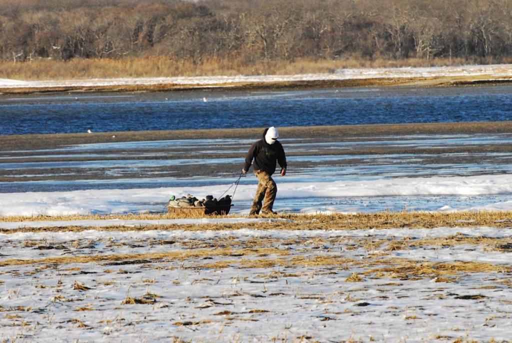 Duck hunter packs up and goes home. 