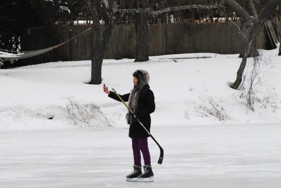 Ice skating on Old Town Pond. 