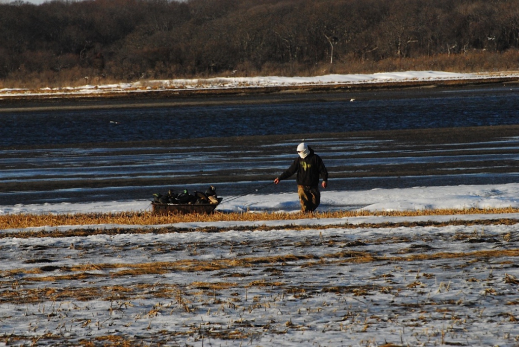 Duck hunter packs up and goes home. 