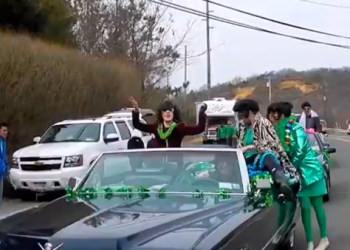 The Elvises in the 2014 Montauk Friends of Erin Parade.