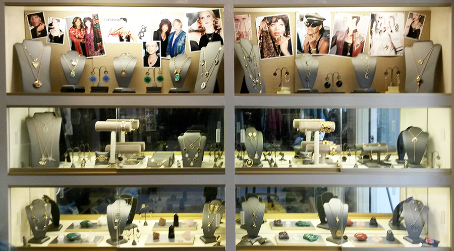 Amy Zerner's jewelry on display, Photo Courtesy Enchanted World Emporium