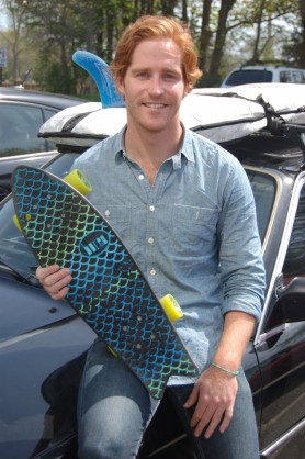 Kevin Ahearn with a prototype Bureo skateboard.