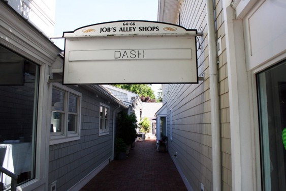 The sign for the Kardashians' Dash pop-up off Jobs Lane in Southampton