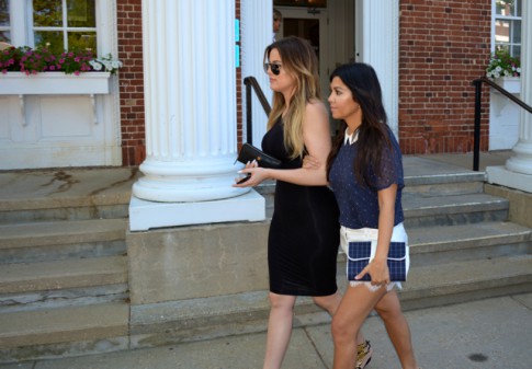 Khloé and Kourtney Kardashian leave Southampton Village Hall after their 4 p.m. meeting. Photo credit: Brendan J. O'Reilly