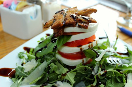 Eggplant caprese tower. 