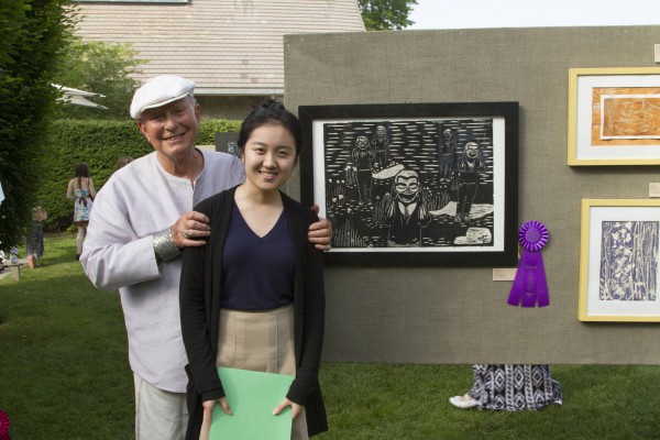 Jack Lenor Larsen with Evelyn Liang, Best in Show for Laughing Warriors.