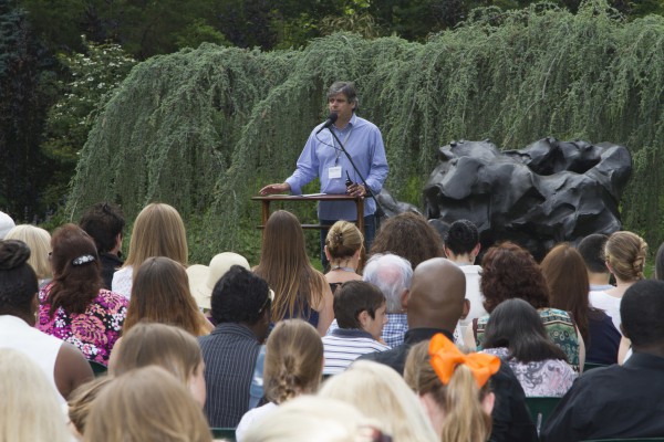 Matko Tomicic, executive director of LongHouse, begins the awards ceremony.