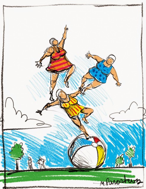 Dancing Ladies Gabreski sculpture alternative Cartoon By Mickey Paraskevas