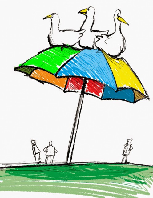 Umbrella Gabreski sculpture alternative Cartoon By Mickey Paraskevas