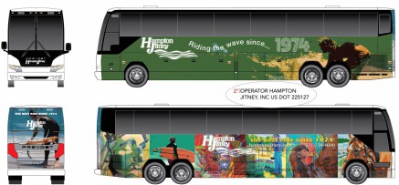 A rendering of Lynn Mara's  winning Hampton Jitney bus wrap.