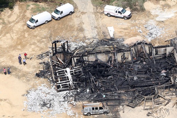 The site of the Seven Ponds Road mansion in Water Mill the day after the fire. Photo credit: Cully/EEFAS