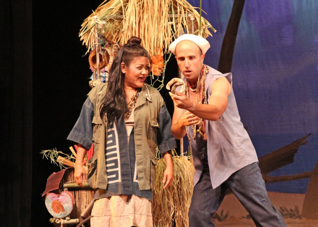 Bloody Mary, played by Jody Kimura, and a Seabee.