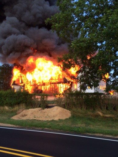 Fire destroys Seven Ponds Lane home in Water Mill. Photo credit: Courtesy Southampton Fire Department