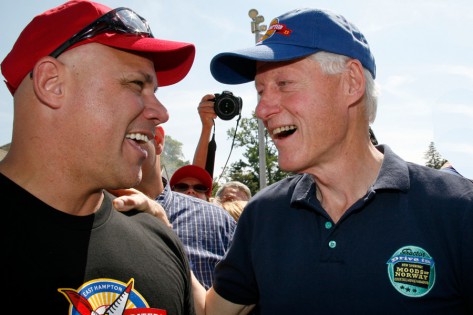 Bill Clinton and former Yank Jim Leyritz at the 2013 Artists and Writers Game
