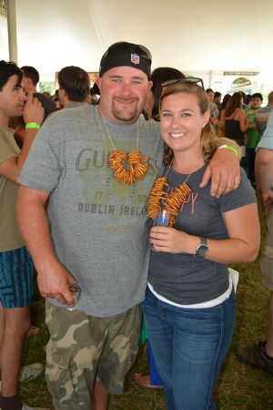 Sean Dougherty and Veronica Bickmeyer came prepared with pretzel necklaces.