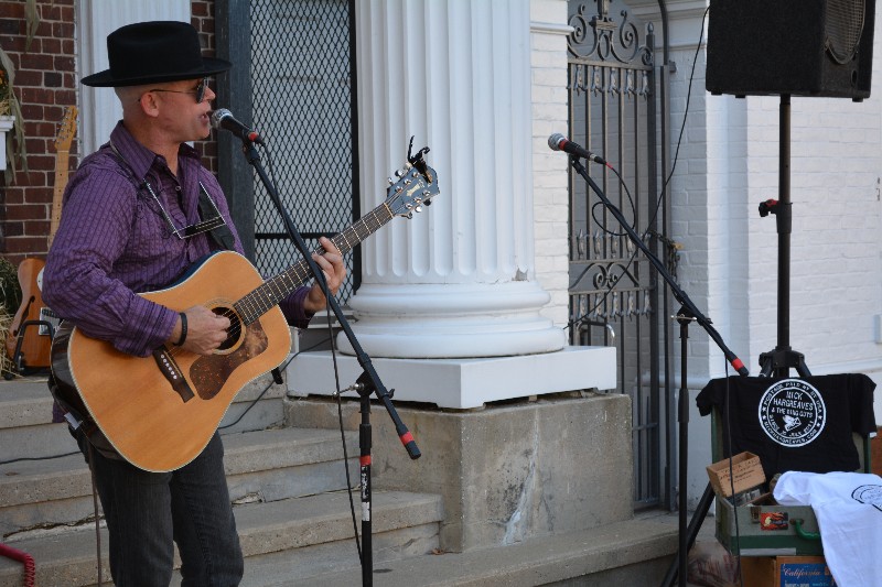 Mick Hargreaves performs in front of Southampton Village Hall