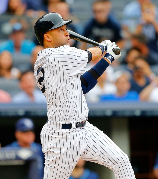Derek Jeter gets a hit