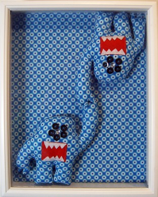 Scott Gibbons You Lie Like a Rug - Don't let go! fabric, felt, buttons, mixed media framed