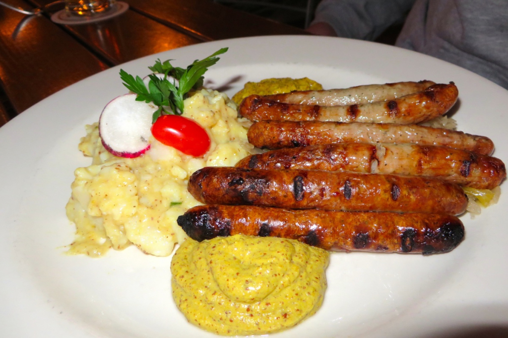 Rostbratwurst with sauerkraut and kartoffelsalat