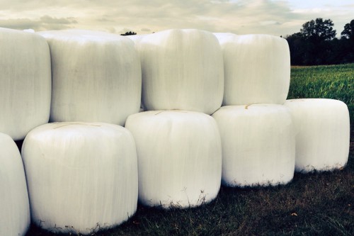 Giant marshmallows stacked for transport in New Jersey