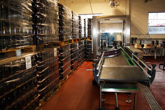 Bottles waiting to be filled at Greenport Harbor Brewing Co. in Peconic