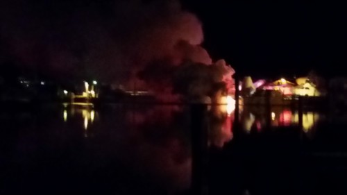 Boat fire in Hampton Bays