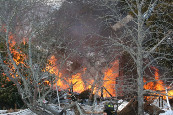 Water Mill house burns following an explosion