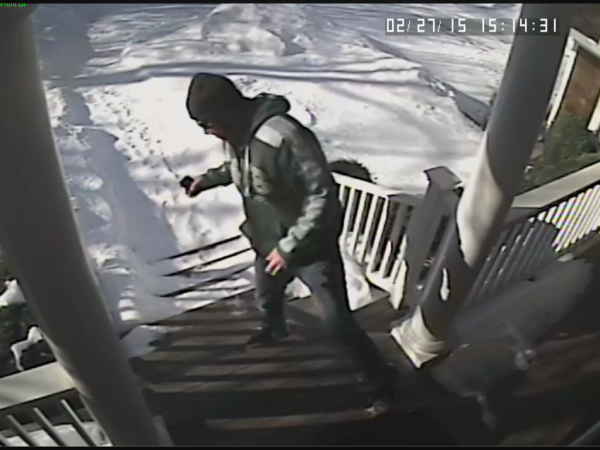 The suspect turns to leave.