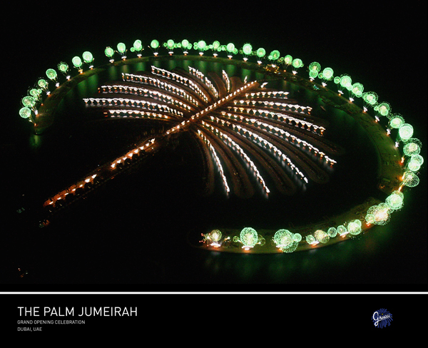 Dubai celebrates the landmark Grand Opening of Atlantis, The Palm Resort, and the Palm Jumeirah during unprecedented pyrotechnics and illumination sequences on November 20, 2008 in Dubai, United Arab Emirates.