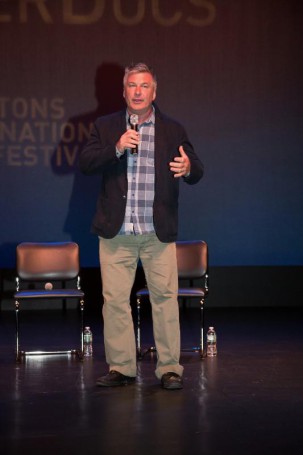 Alec Baldwin introduces the Q&A panel of the documentary "Best of Enemies."